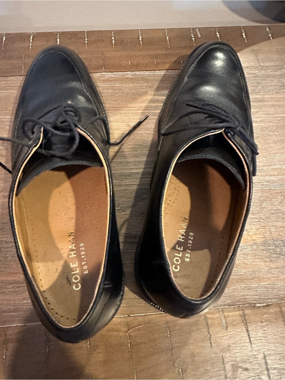 Cole Haan Black Leather Lace-Up Derbys